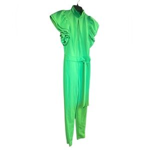 Chic Green Ruffle Sleeve Jumpsuit